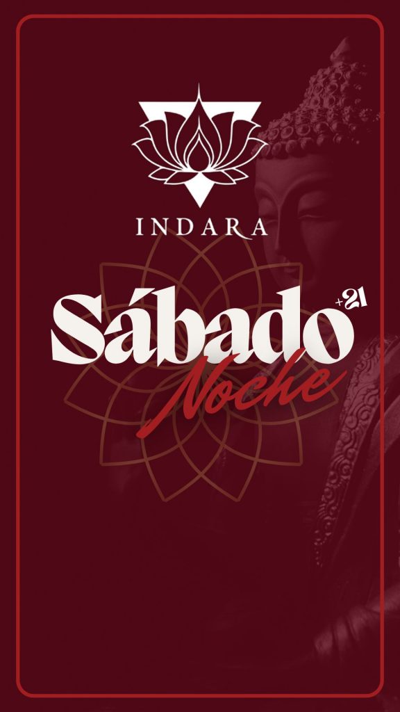 Cartel promocional de la fiesta del sábado noche en Indara Club Pamplona, con DJs, luces y ambiente festivo.