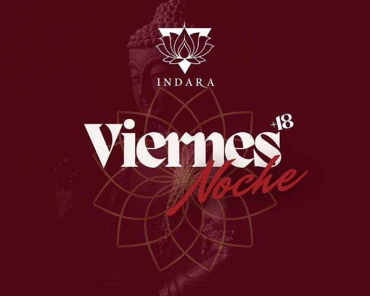 Cartel del evento del viernes noche en Indara Club Pamplona, con programación musical y ambiente joven.