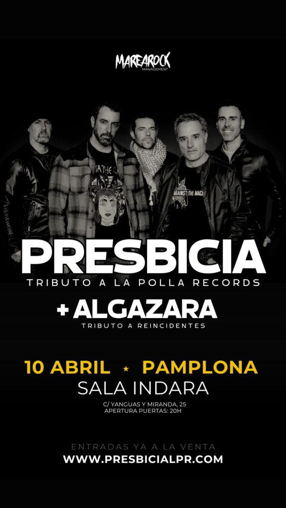 Cartel del concierto de Presbicia y Algazara en Sala Indara Pamplona