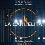 Cartel de La Candelita en Indara Pamplona con show de Darani Ladies Salsa y ambiente de baile latino.
