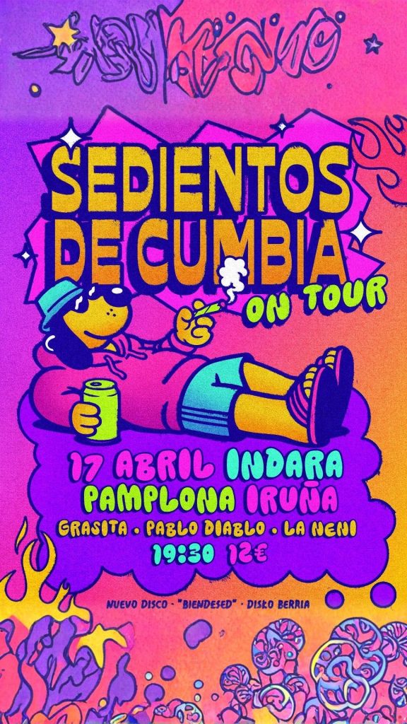 Cartel del concierto Sedientos de Cumbia en Indara Club Pamplona