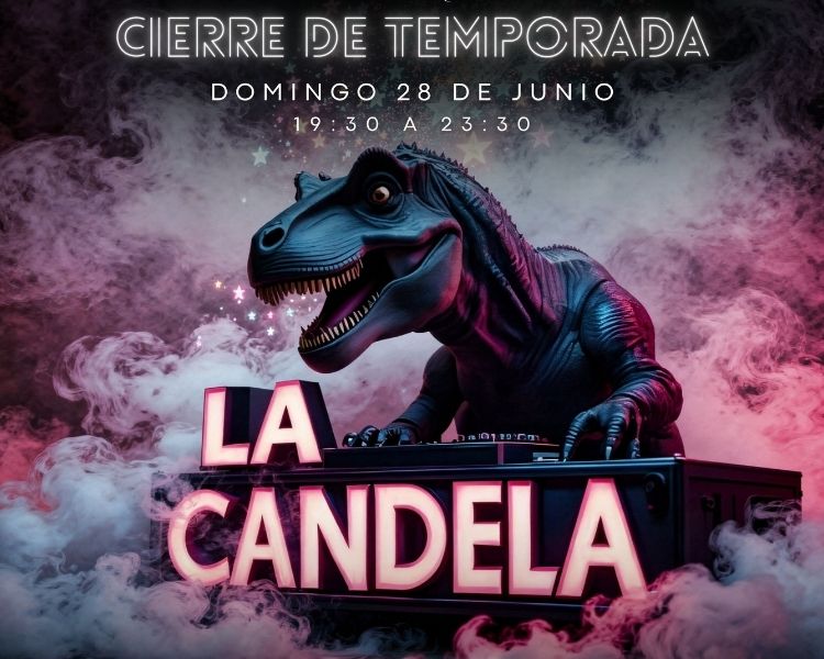 Cartel de La Candela Cierre de Temporada en Indara Pamplona con shows de Edu Arocena, Jesús Borjas e Isabel Ortiz.