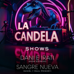 Cartel fiesta latina La Candela en Indara Pamplona con shows de salsa y bachata