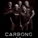 Cartel del concierto de Carbono 14 en Indara Club Pamplona con fecha del evento, imagen de la banda y detalles del espectáculo.