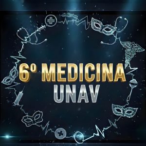Cartel de la fiesta universitaria de 6º Medicina UNAV en Indara Club, Pamplona, con temática médica y estética elegante.