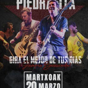 Cartel del concierto de Alfredo Piedrafita en la Sala Indara de Pamplona el 20 de marzo, gira El mejor de tus días – Siempre Barricada.