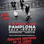 Cartel del concierto de Sínkope en Pamplona, Sala Indara, con fecha 6 de marzo de 2026 y detalles de entradas y horarios.