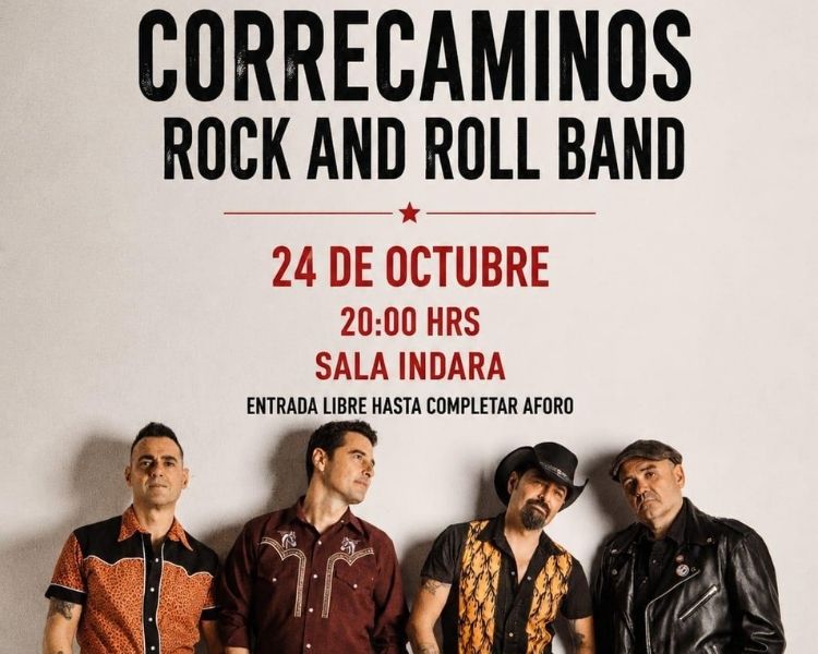 Cartel del concierto de Correcaminos Rock and Roll Band en Sala Indara Pamplona el 24 de octubre con motivo del X Aniversario del Club TipiTapa Trail.