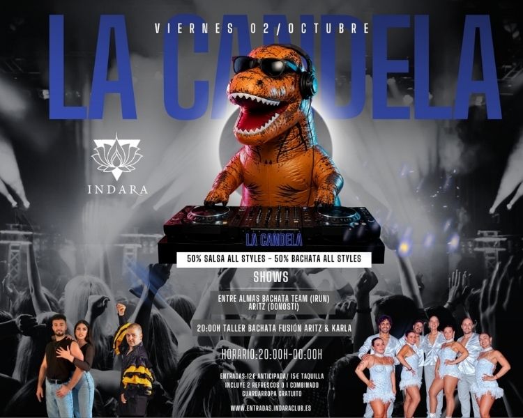 Cartel de La Candela Salsa y Bachata en Indara Pamplona el 2 de octubre de 2026